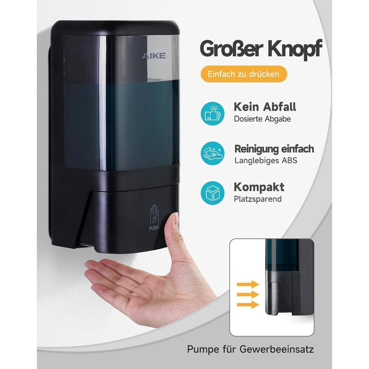 SCHAUMSEIFENSPENDER Wandmontiert 1200 ML Schwarz - Schwarz, Kunststoff (10.7/26/12.8cm)
