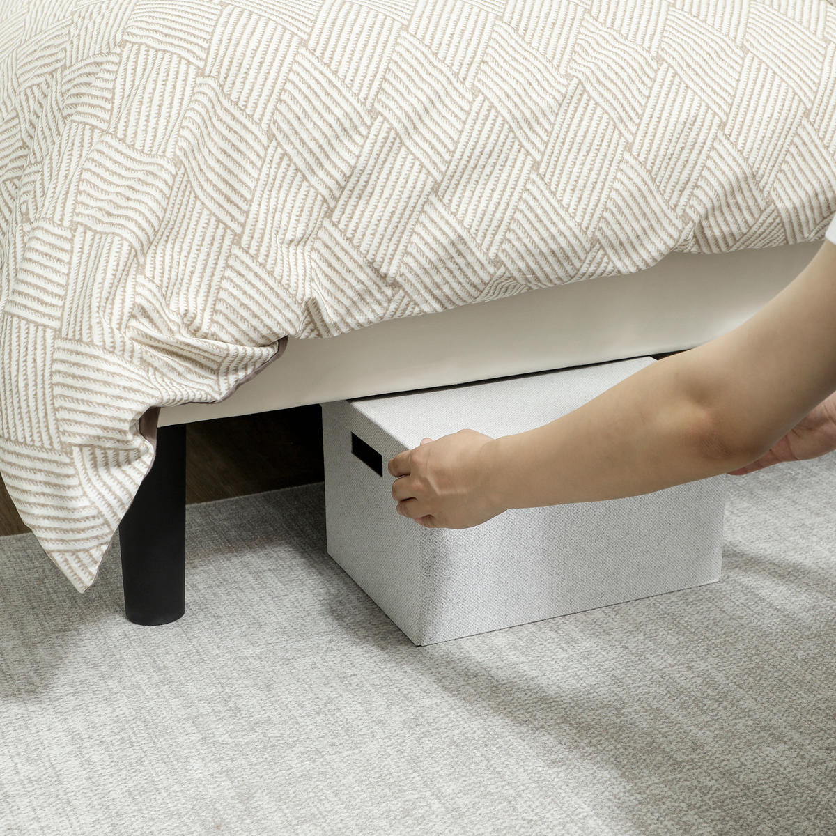 BETT 140x190 cm DE-14640 mit verstellbarem Kopfteil Creme - Creme, Metall (140/190cm) - ComfortXL