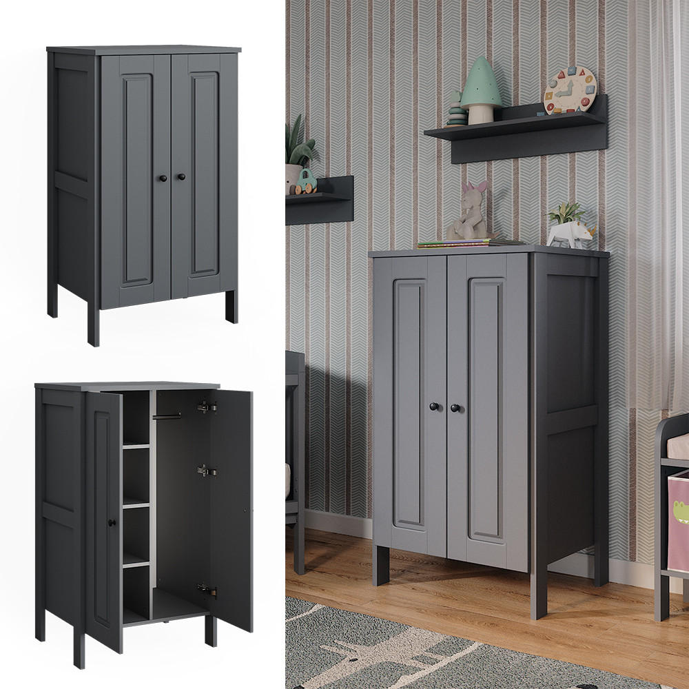 KINDERKLEIDERSCHRANK Ajaton Grau 70 x 120.6 cm - Grau, Holzwerkstoff (70/120.6/53.4cm) - VitaliSpa
