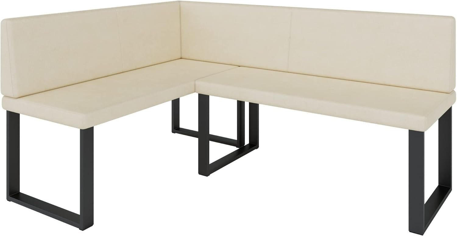 ECKBANK Alina - Kunstleder - 142 x 196 cm - Rechts- Beige - Beige, Leder/Metall (142/196cm) - AN-Moebel 4u