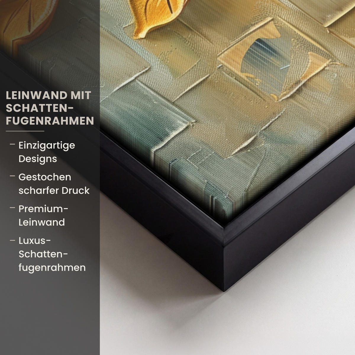 LEINWAND Bilder mit Rahmen - Baum - Abstrakt - Natur - Kunst - 30x40 - Goldfarben, Textil (30/40cm) - MuchoWow