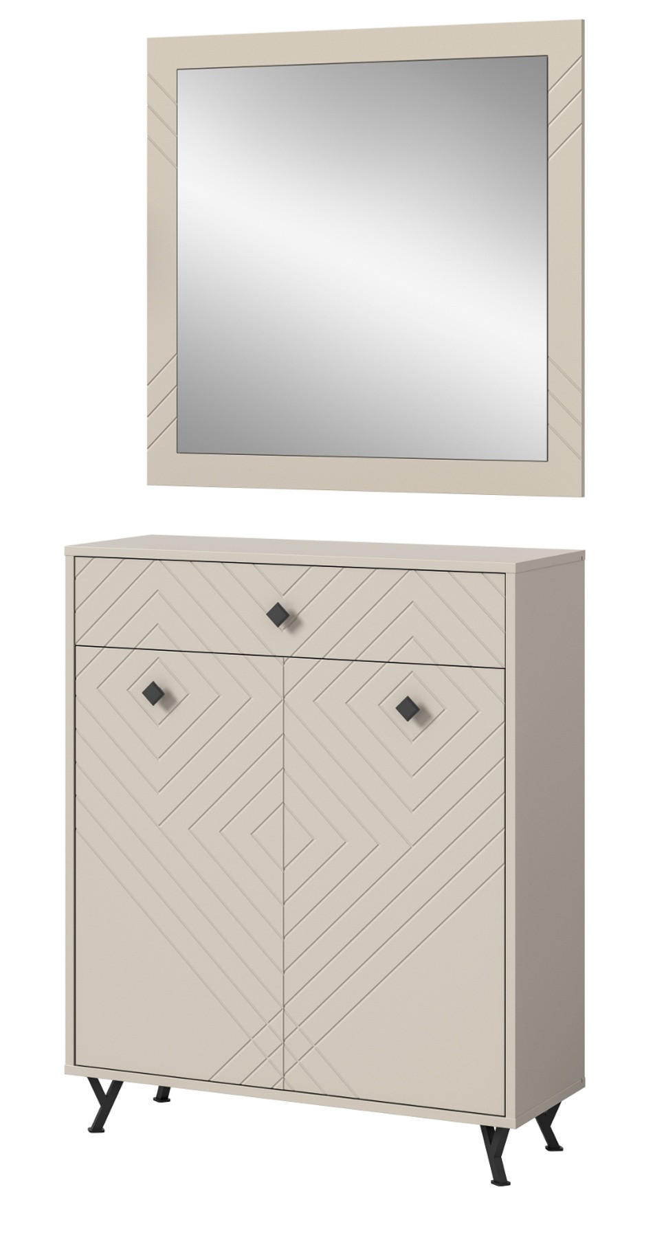 GARDEROBE Set 2-teilig Sand matt 80 cm, Garderobenkombination mit Fräsungen - Sandfarben/Beige, Glas/Holzwerkstoff (80/190/35cm) - Inn.Furn