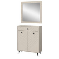 GARDEROBE Set 2-teilig Sand matt 80 cm, Garderobenkombination mit Fräsungen - Sandfarben/Beige, Glas/Holzwerkstoff (80/190/35cm) - Inn.Furn