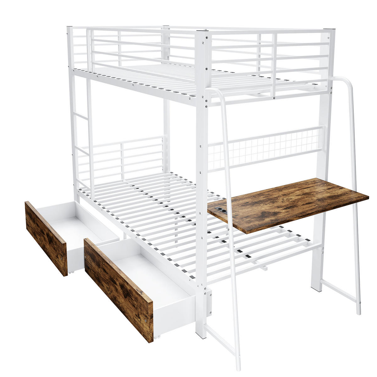 ETAGENBETT 90x200 cm mit Stauraumschubladen, bis 250 kg pro Liegefläche - Schwarz, Holzwerkstoff (90/200cm) - IVMEU