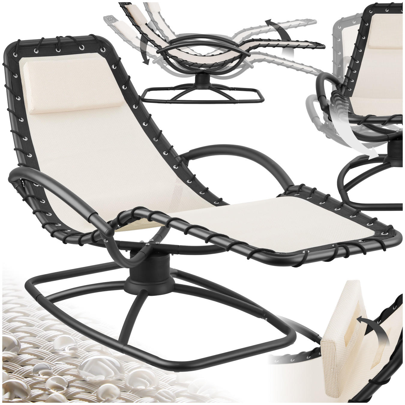 GARTENLIEGE Toulon,abnehmbares Kopfpolster,beige - Beige, Textil (77/83/170cm) - tectake
