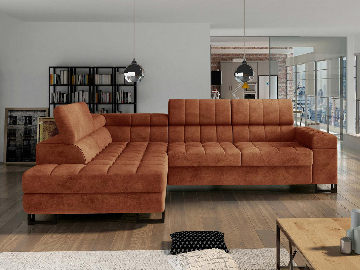 ECKSOFA Laris, Seite: Links - Schwarz/Bronzefarben, Holz/Textil (271/203cm) - MIRJAN24