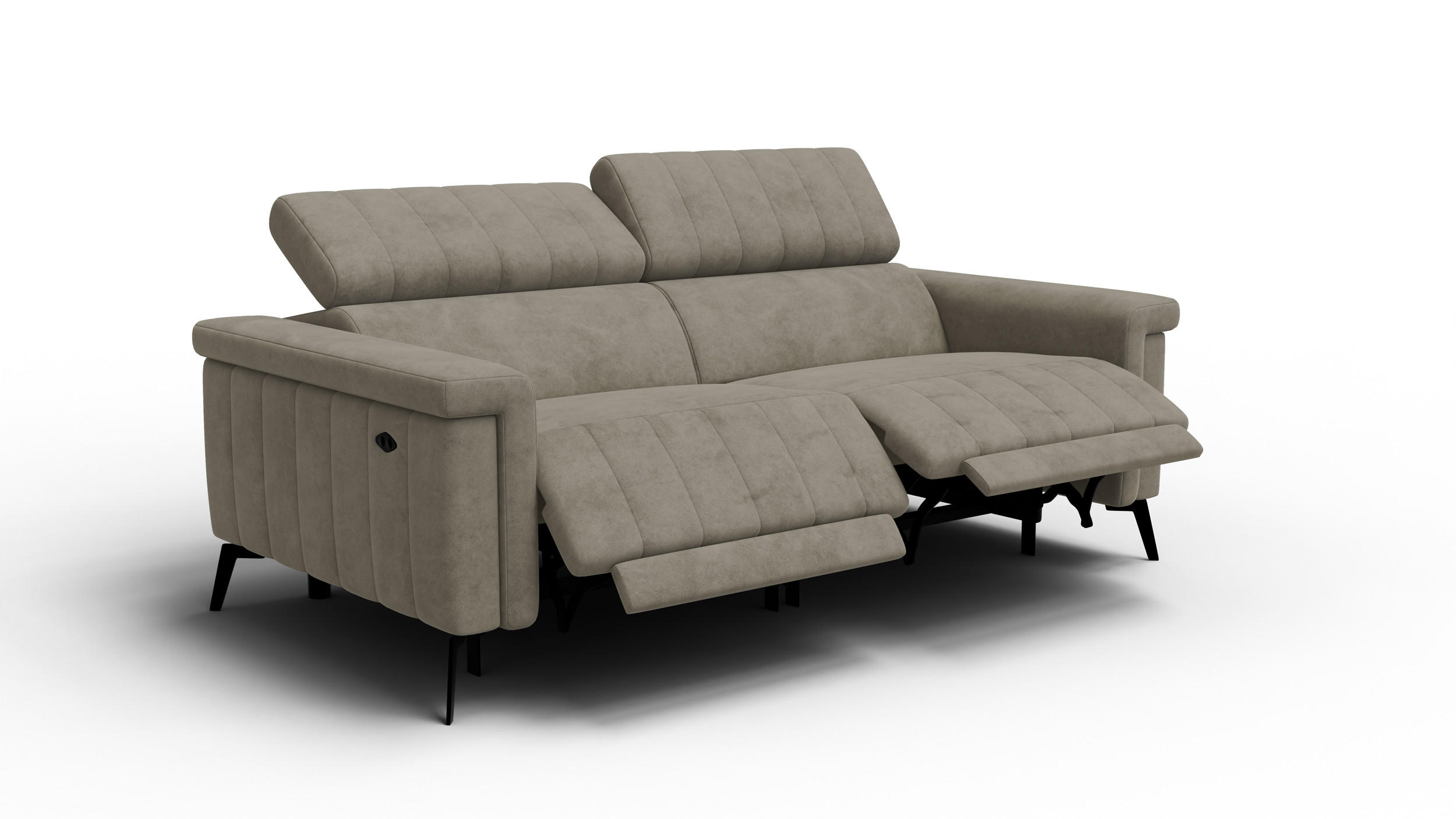 RELAXSOFA NORDEL 3-Sitzer, dunkles beige - Beige/Schwarz, Holz/Textil (194/80/105cm) - Courtois Laville