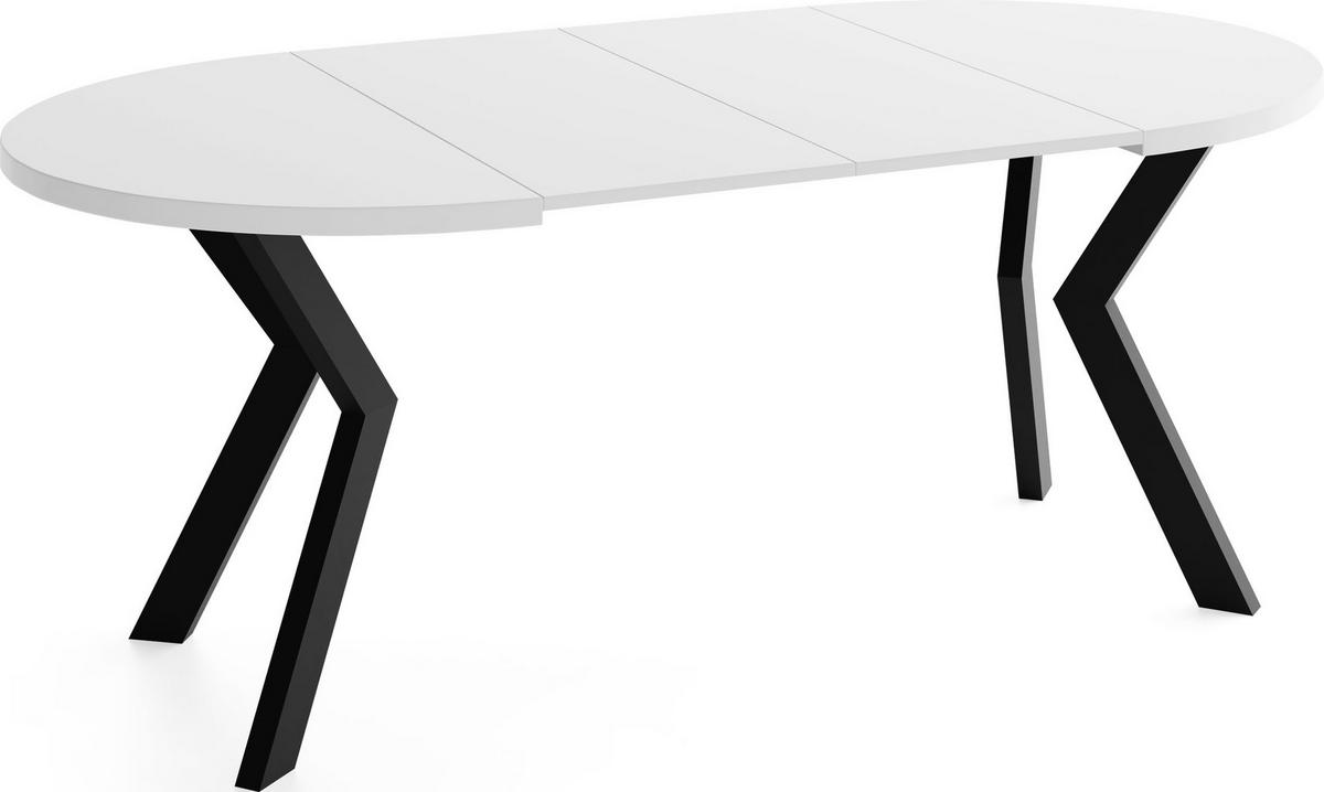 ESSTISCH Savio rund ausziehbar verlängerbar XXL, Weiß 100-200/100/77 cm - Schwarz/Weiß, Holz/Holzwerkstoff (100/100/77cm) - WFL GROUP