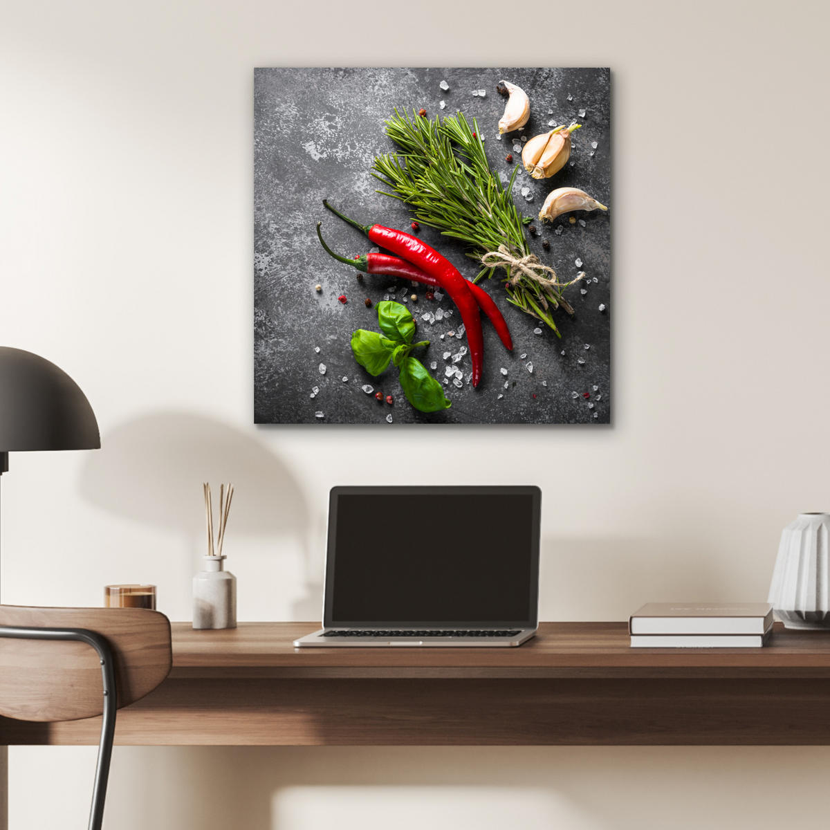 METALLBILD Pfeffer - Kräuter - Gewürze - Beton 50x50 cm - Dunkelgrau, Metall (50/50cm) - MuchoWow