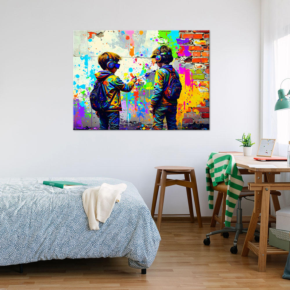 LEINWANDBILD Graffiti Street Art 120x80cm - Multicolor, Textil (120/80cm) - Feeby