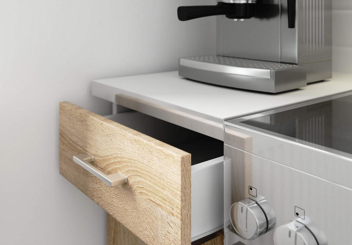 KUCHYŇSKÝ BLOK Bílá, dub Sonoma 203/240/44,5 - bílá, kompozitní dřevo (240/203/44.5cm) - RAUMHIRSCH FURNITURE