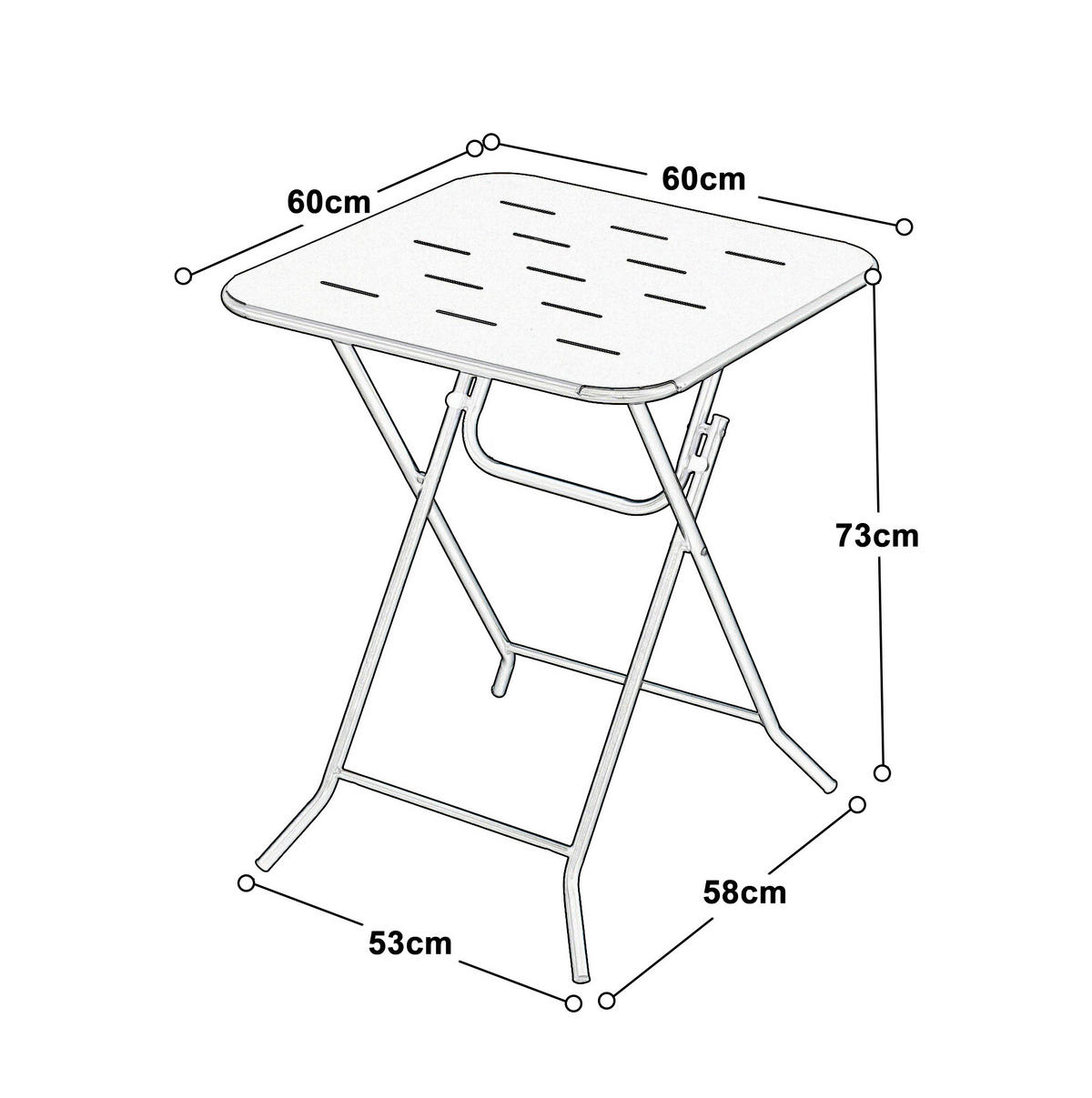 BISTROSET 60/60/73 cm mit 2 klappbaren Stühlen, aus Stahl mit E-Beschichtung, Schwarz - Schwarz, Metall - Redom