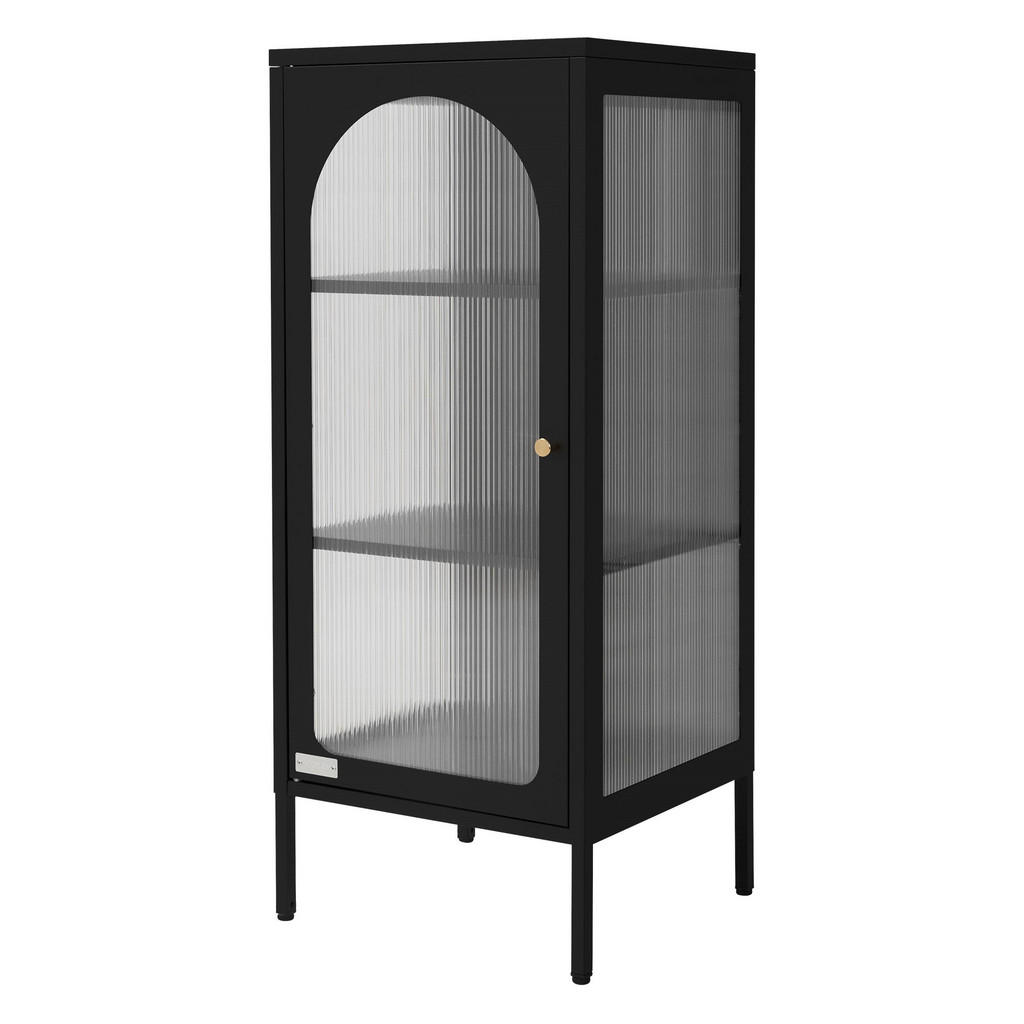 ML-DESIGN VITRÍNOVÁ SKŘÍŇ, 42 x 102,5 x 40 cm, černá, z oceli, se 3 policemi a 1 dvířky