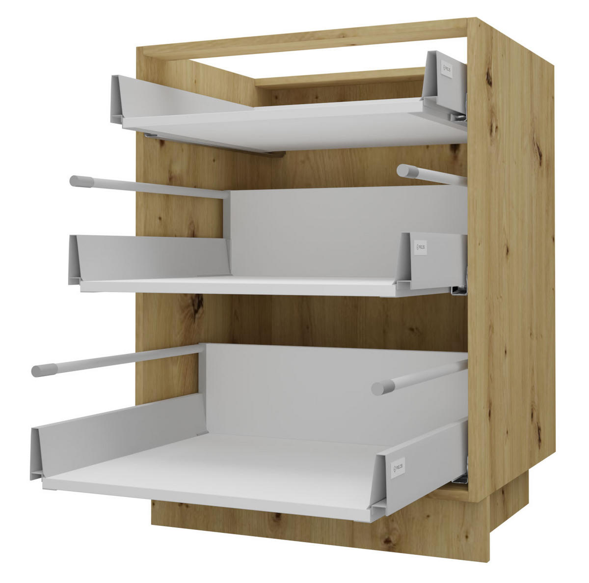 SCHUBLADENUNTERSCHRANK Bari D3/50 Eiche Artisan / RAL 4009 pastellviolett 50 / 50 / 82cm REJS Vollauszug - Violett/Eiche Artisan, Holz/Holzwerkstoff (50/82/50cm) - Feldmann-Wohnen