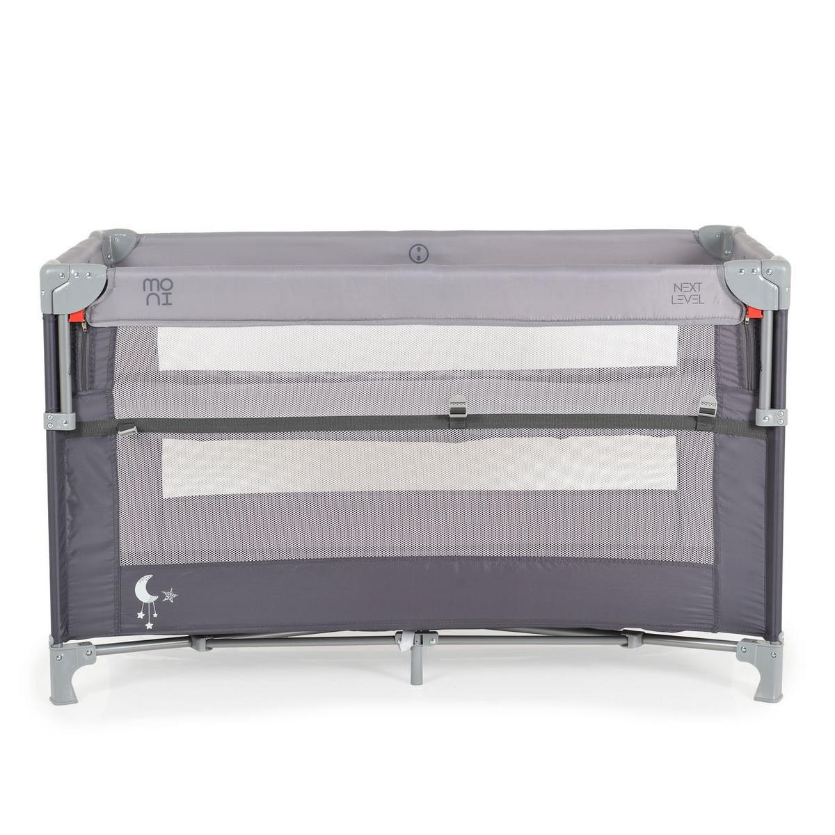 REISEBETT Next Level, 2 Ebenen grau Matratze, Seite zum klappen, Beistellbett - Grau, Kunststoff (60/120cm) - Moni