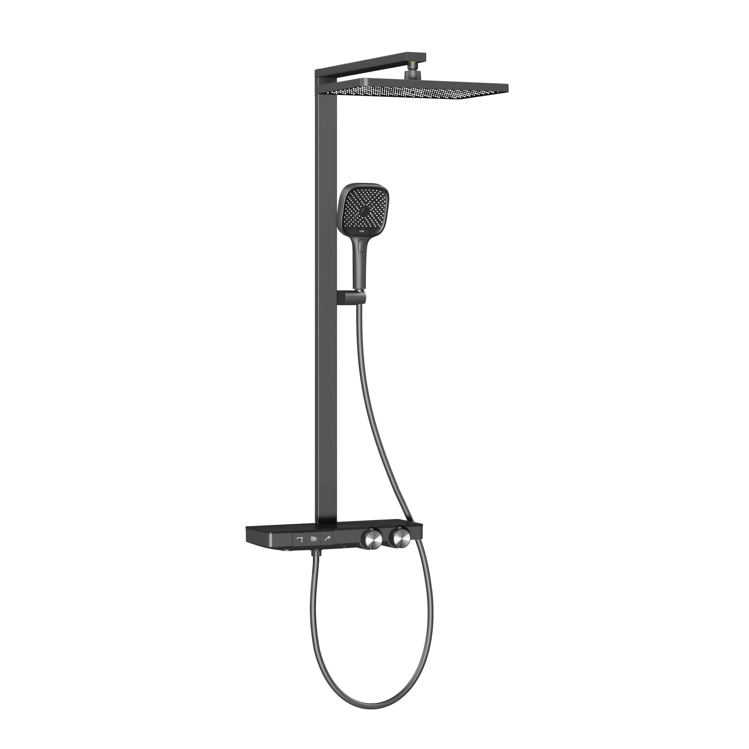 DUSCHSET med termostat, justerbart fl&ouml;de, 4 str&aring;lar, antracit matt 105/40.2/57.3 cm