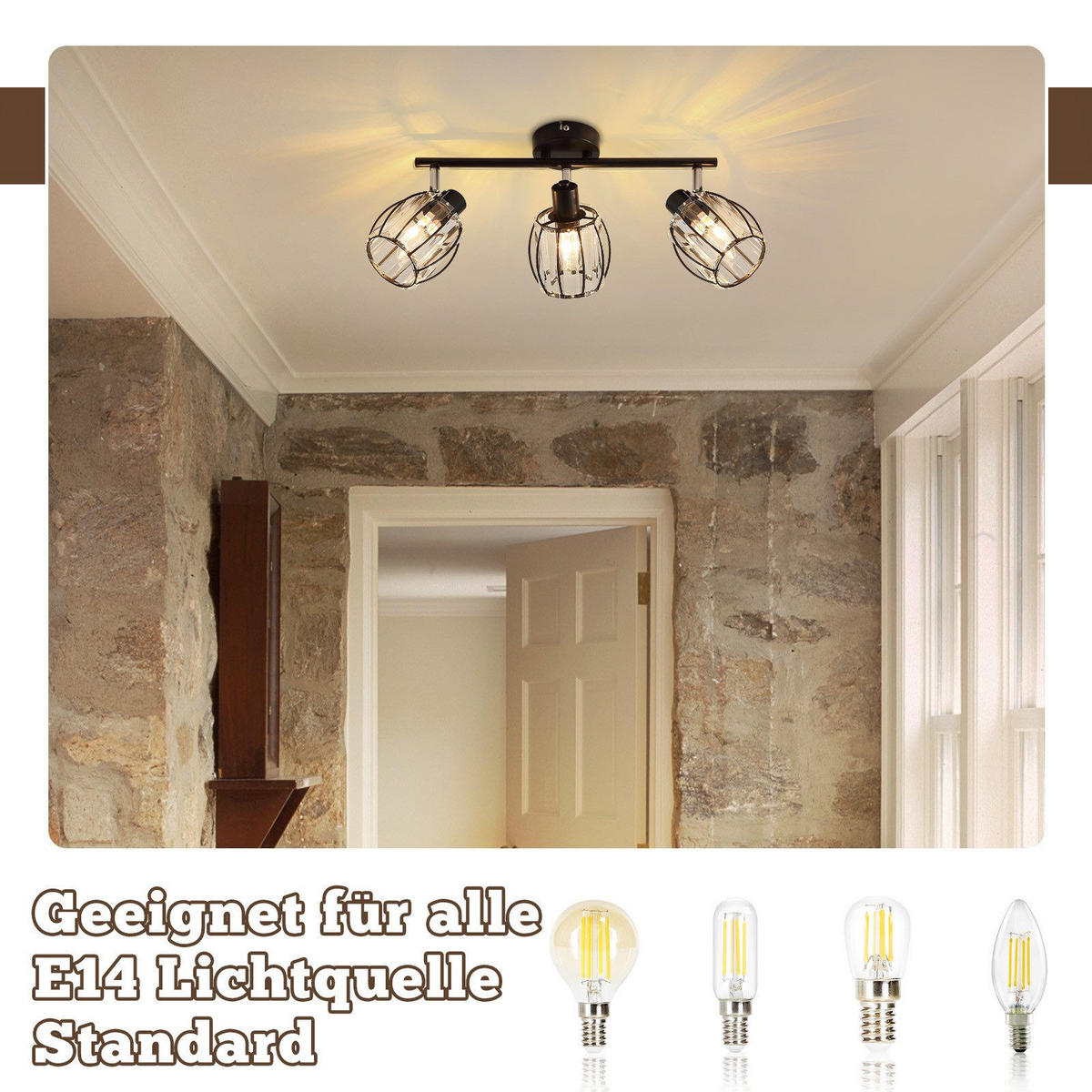 DECKENLEUCHTE Lewellen 40/16/21cm - Schwarz, Metall (40/16/21cm) - Nettlife