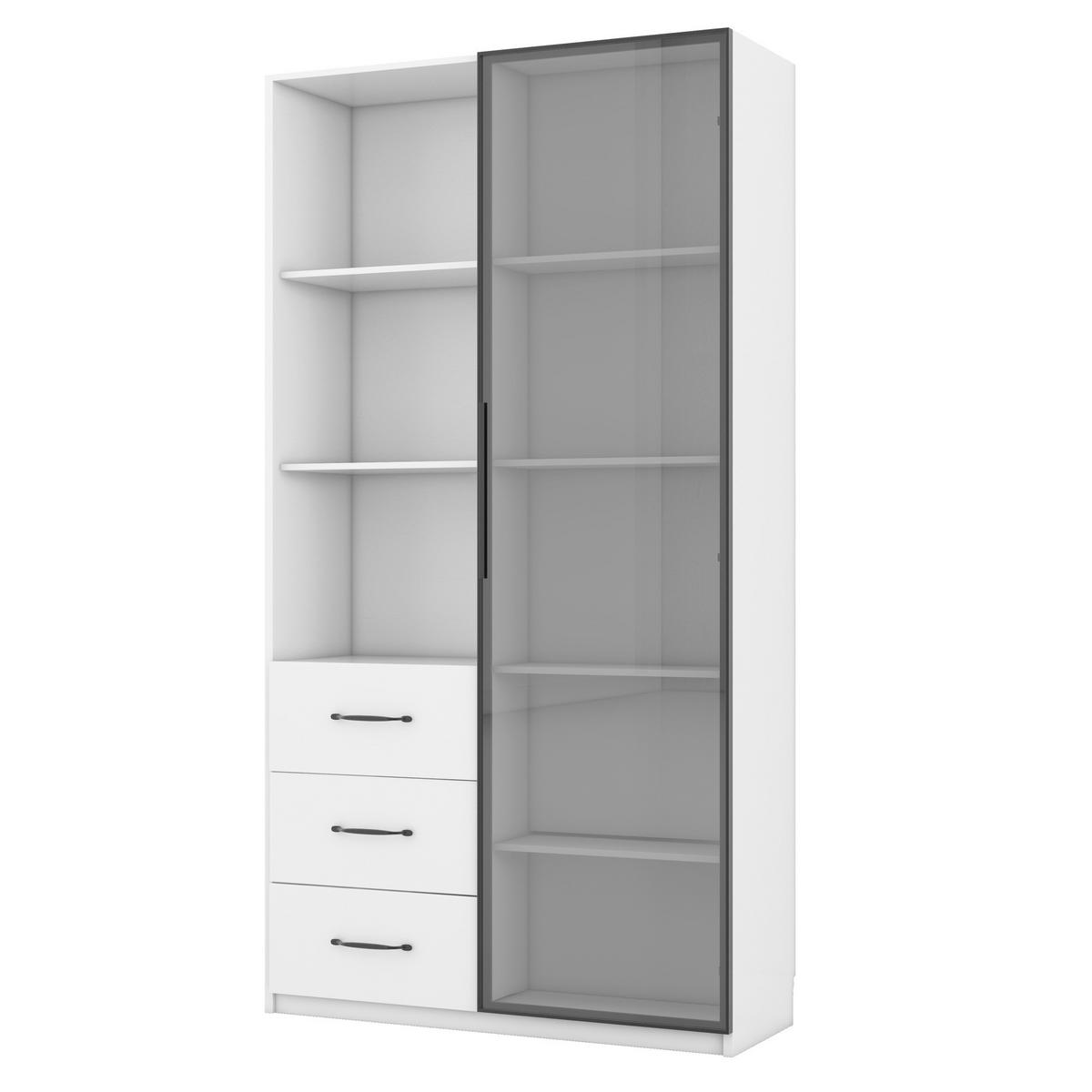 HIGHBOARD 80/40/160 cm in Weiß mit LED-Beleuchtung und 3 Schubladen - Weiß, Holzwerkstoff (80/160/40cm) - Flora Grace