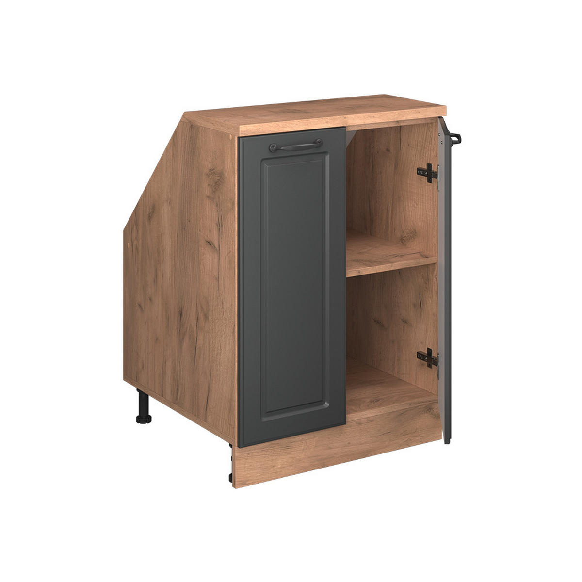 KUCHYNSKÁ SKRIŇA PRE ŠIKMÉ STRECHY R-Line Antracitový vidiecky dom 60 cm s 2 dverami, korpus skrine hĺbka 60 cm - dub medový/antracitová, kompozitné drevo (60/83.8/60cm) - Vicco