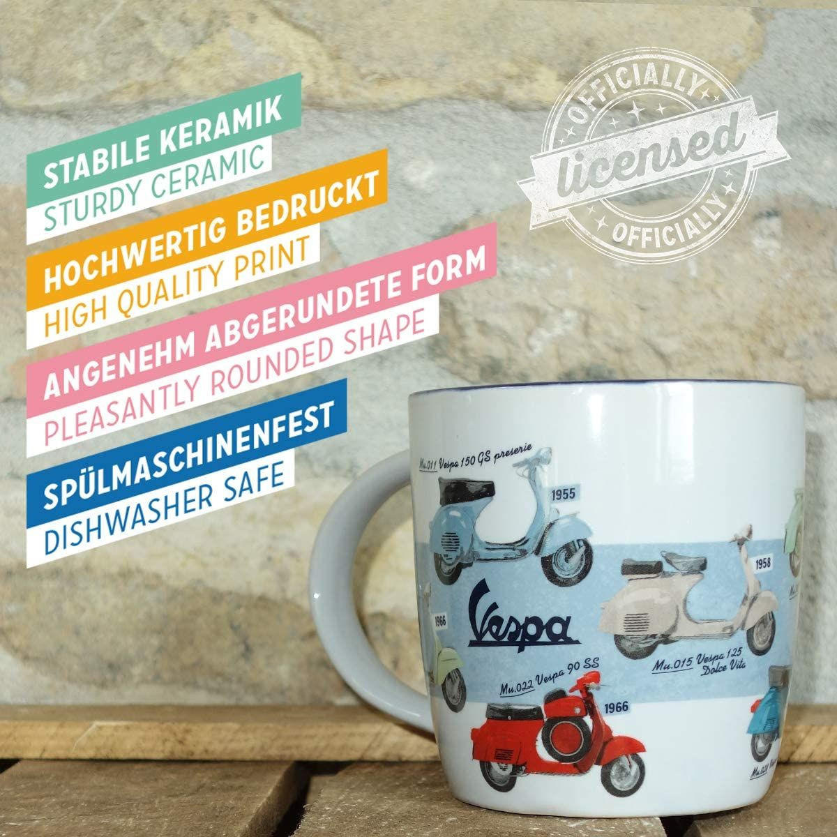 KAFFEETASSE 330 ml Vespa Model Chart - Multicolor, Keramik (0.33L) - Nostalgic-Art
