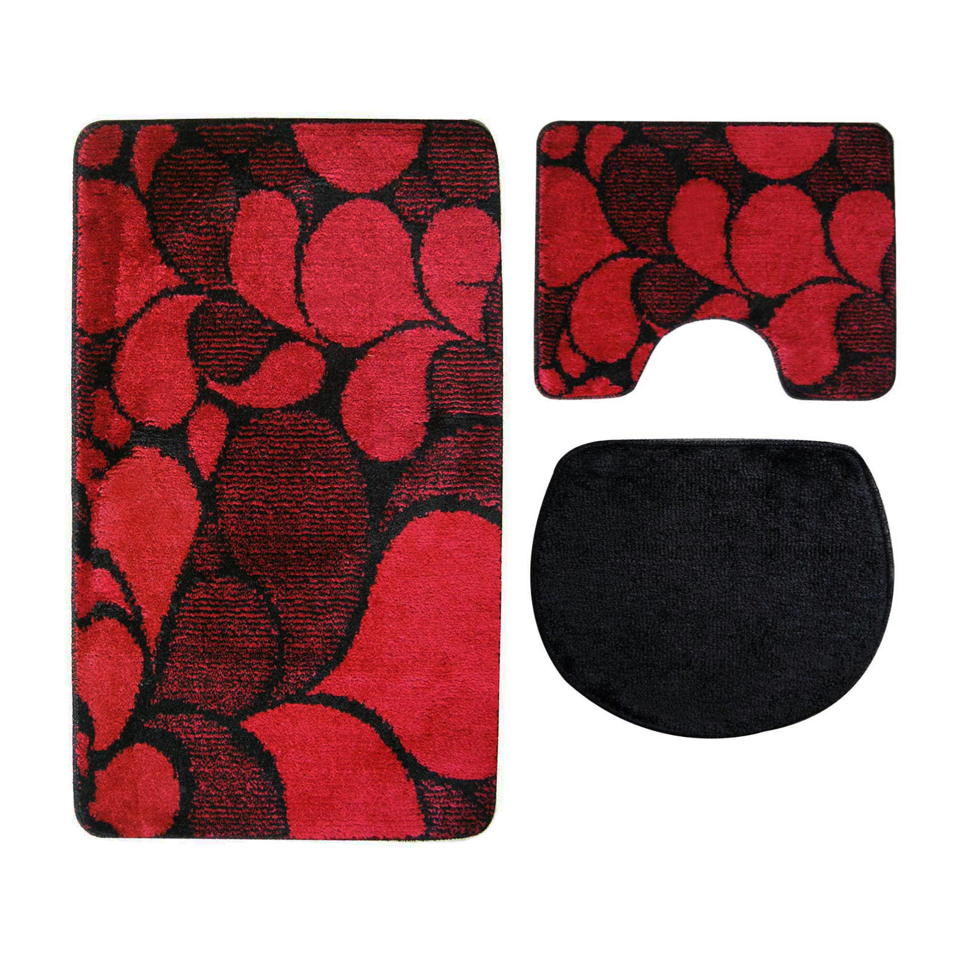BADEMATTE Set 3 tlg ROT - Rot, Textil (60/100cm) - ROLFNERS