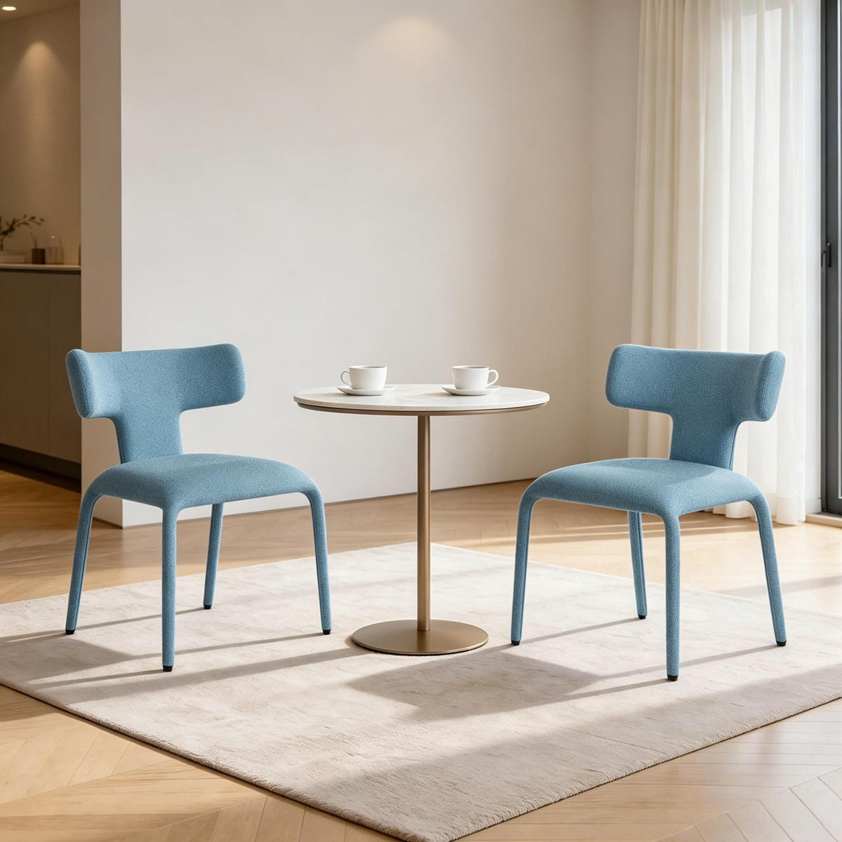 STUHL-SET DE-36171 2 Stück mit Leinenbezug Blau - Blau, Metall (53/78/53cm) - ComfortXL