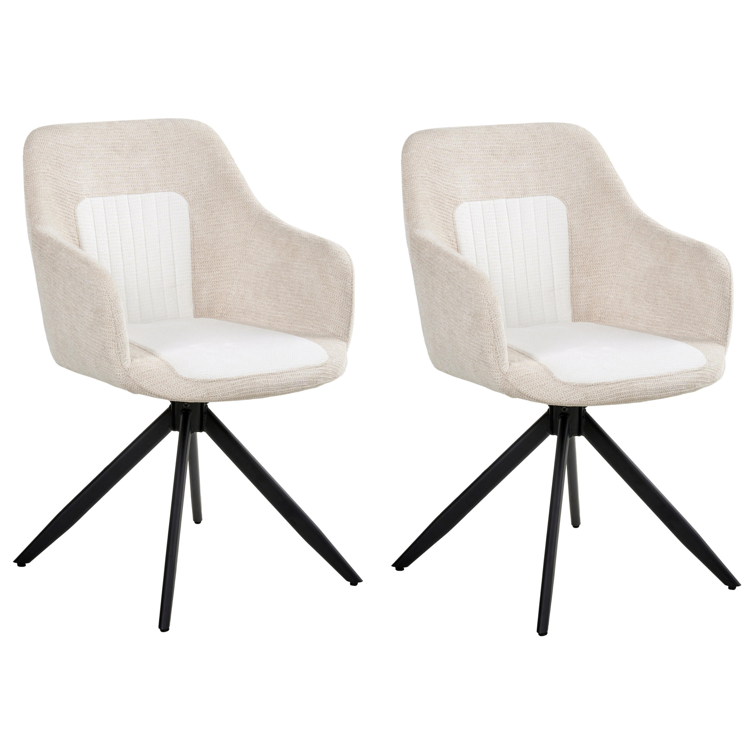 JÍDELNÍ ŽIDLE 2 ks sada otočná Látka Světle béžová Likely - béžová, textil (56/85/71cm) - Beliani