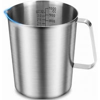 MESSBECHER Edelstahl 1L mit Skala - Silberfarben, Metall (1L)