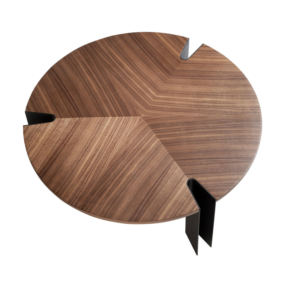 COUCHTISCH Furnier Walnuss und Schwarz Ø90 / 36 cm - Nussbaumfarben/Schwarz, Holz (90/90/36cm) - ANGEL CERDA