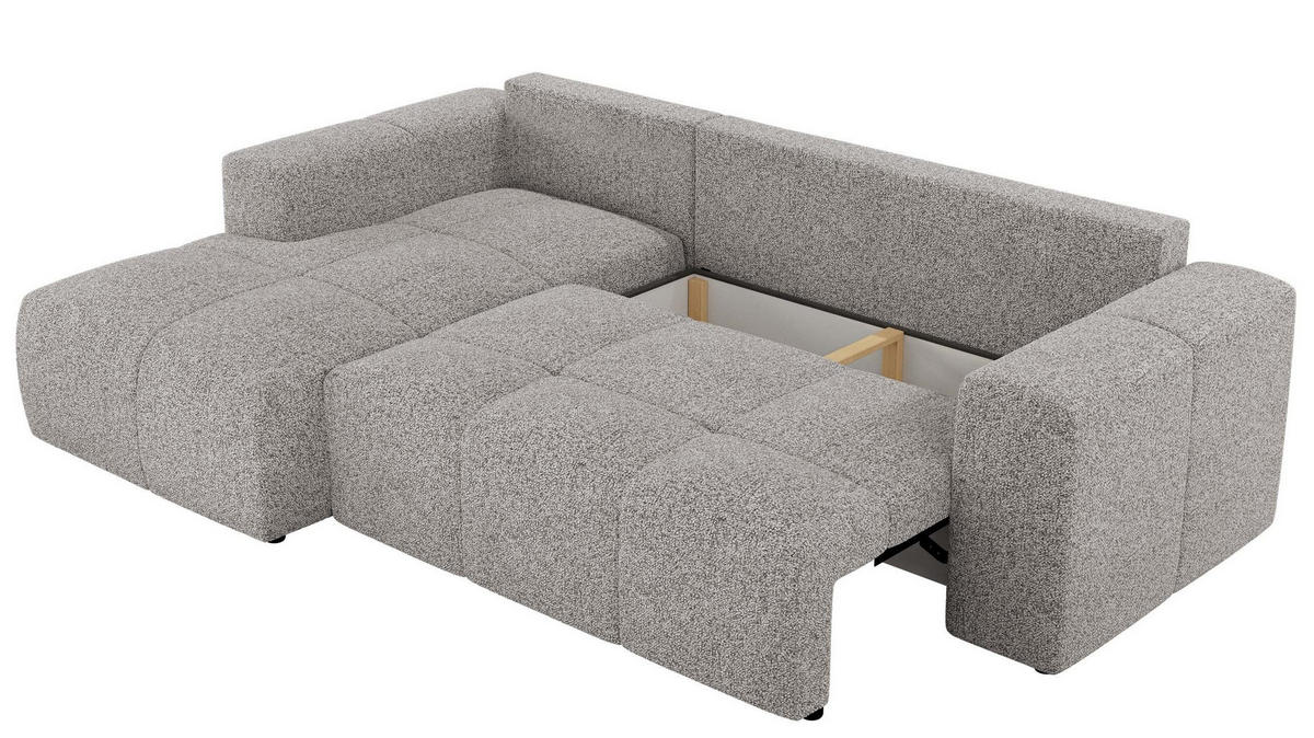 ECKSOFA MONIVA Hellgrau Strukture - Links - Hellgrau/Schwarz, Textil (164/266cm) - MKS