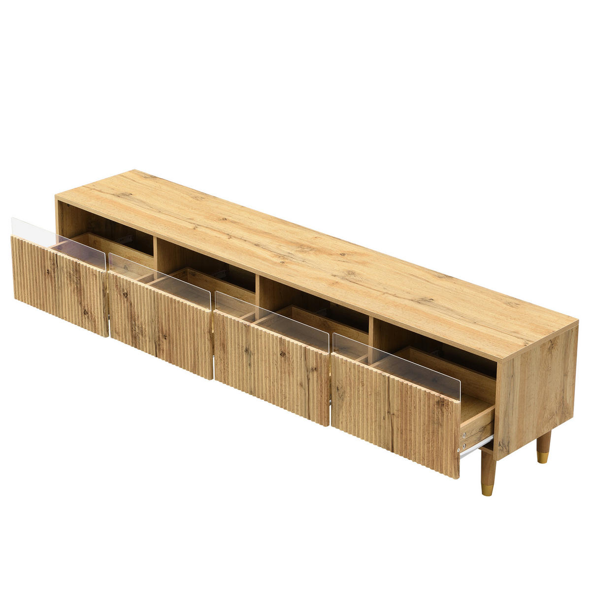 OBÝVACÍ sestava s TV stolkem 178/35/45 cm a konferenčním stolkem 110/50/40 cm s LED a úložným prostorem, Dekor dřeva - přírodní, kompozitní dřevo (178/45/35cm) - Redom