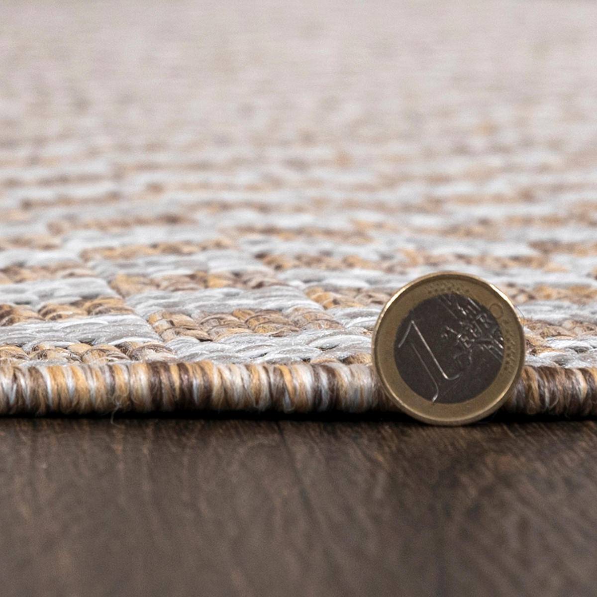 TEPPICH Braun In-Outdoor Geometrisch, Einfarbig - Rund,Kurzflor,Modern - Grau - 200 x 200 cm - Braun/Grau, Textil (200/200cm) - Mazovia