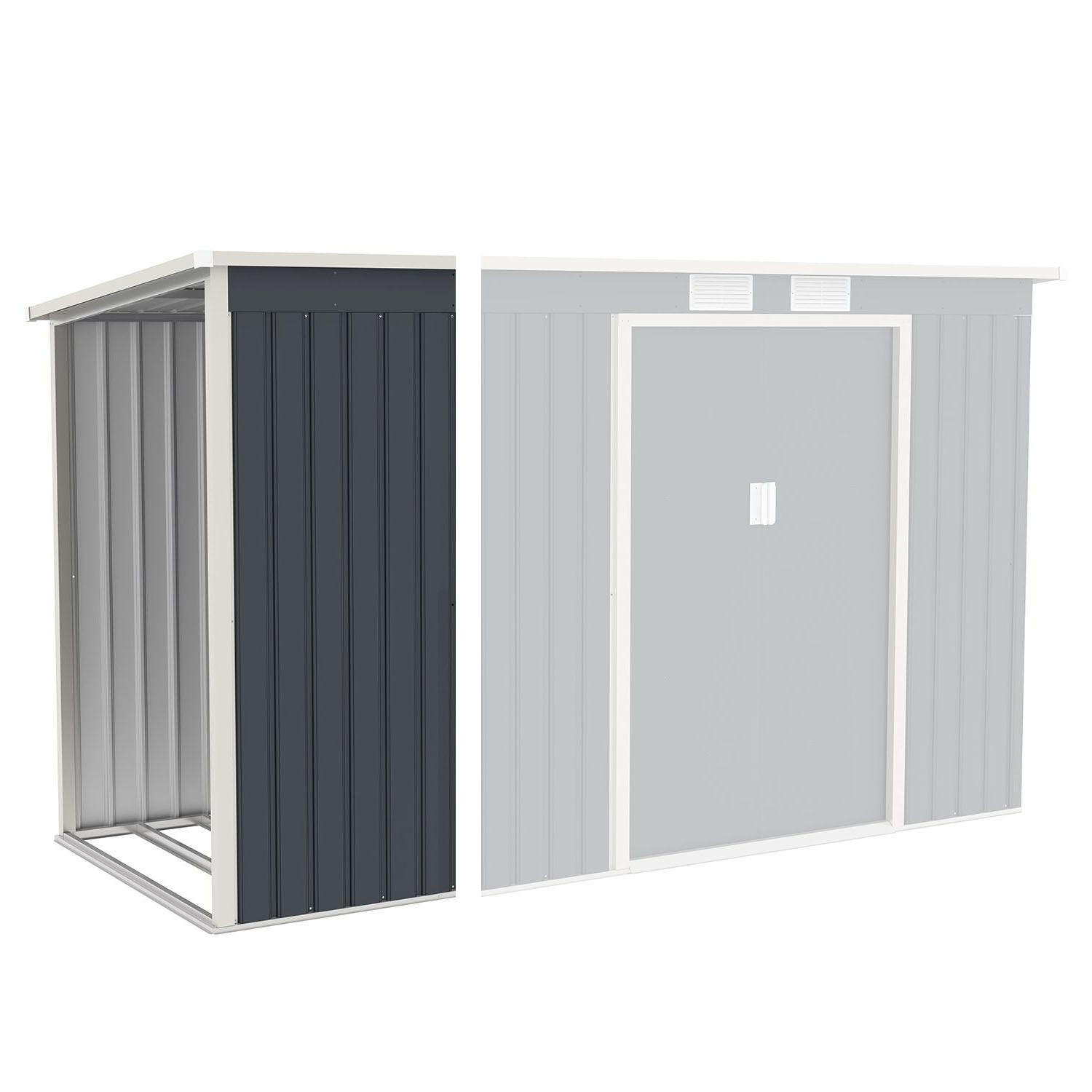 HOLZUNTERSTAND für Metall Geräteschuppen M links - Dunkelgrau, Metall (65/171/130cm) - Juskys