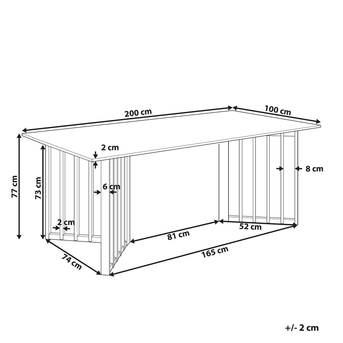 ESSTISCH Holz hellbraun 200/100 cm Leandra - Hellbraun, Holzwerkstoff (200/100/77cm) - Beliani