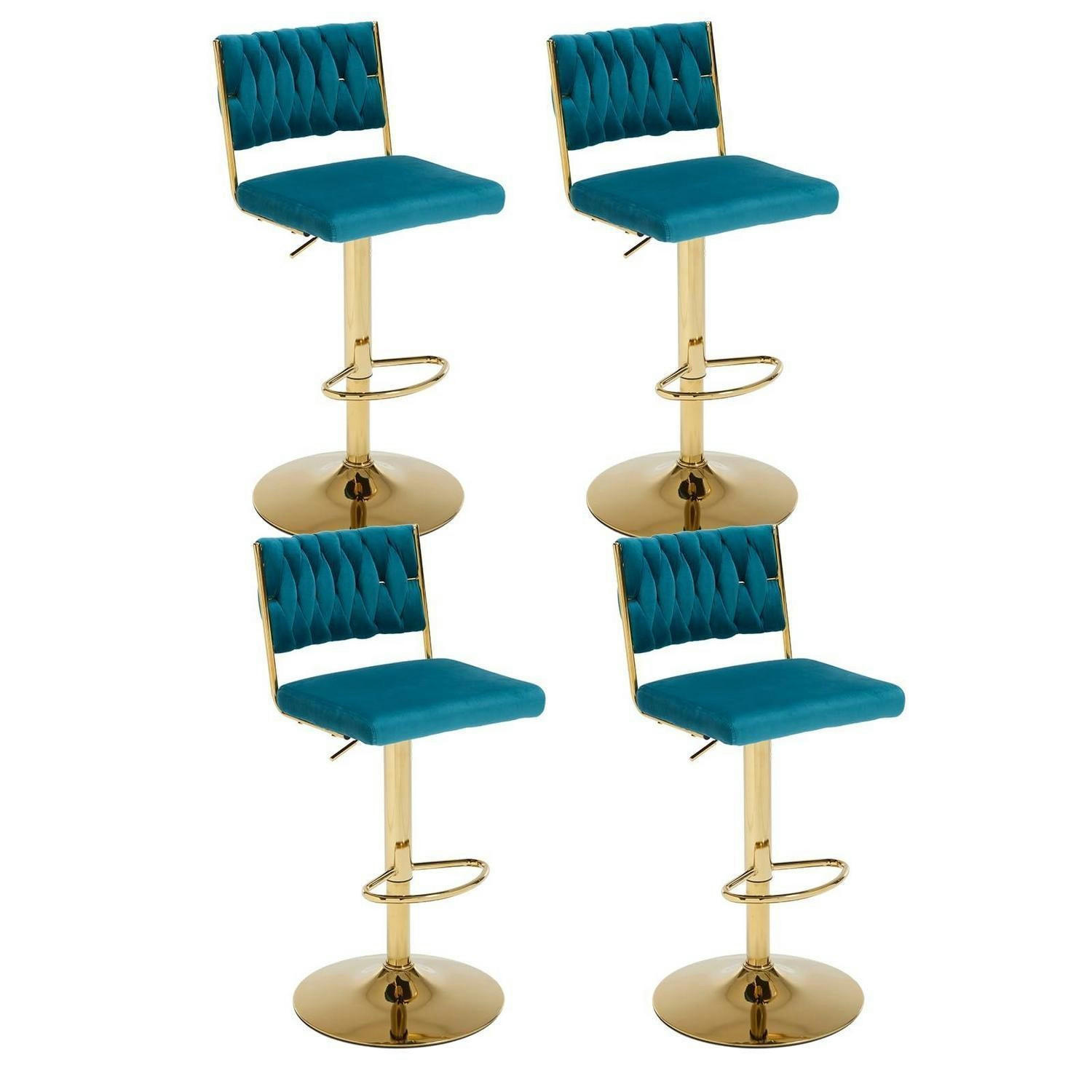 BARHOCKER 4er Set, drehbar, höhenverstellbar, Samt, Teal - Petrol, Textil (52/88/43cm)