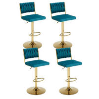 BARHOCKER 4er Set, drehbar, höhenverstellbar, Samt, Teal - Petrol, Textil (52/88/43cm)