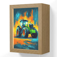 NÁSTĚNNÁ LAMPA Abstrakt - Traktor - Zelený 15x20 cm - tmavě modrá, kompozitní dřevo (15/20/8cm) - OnlyWow