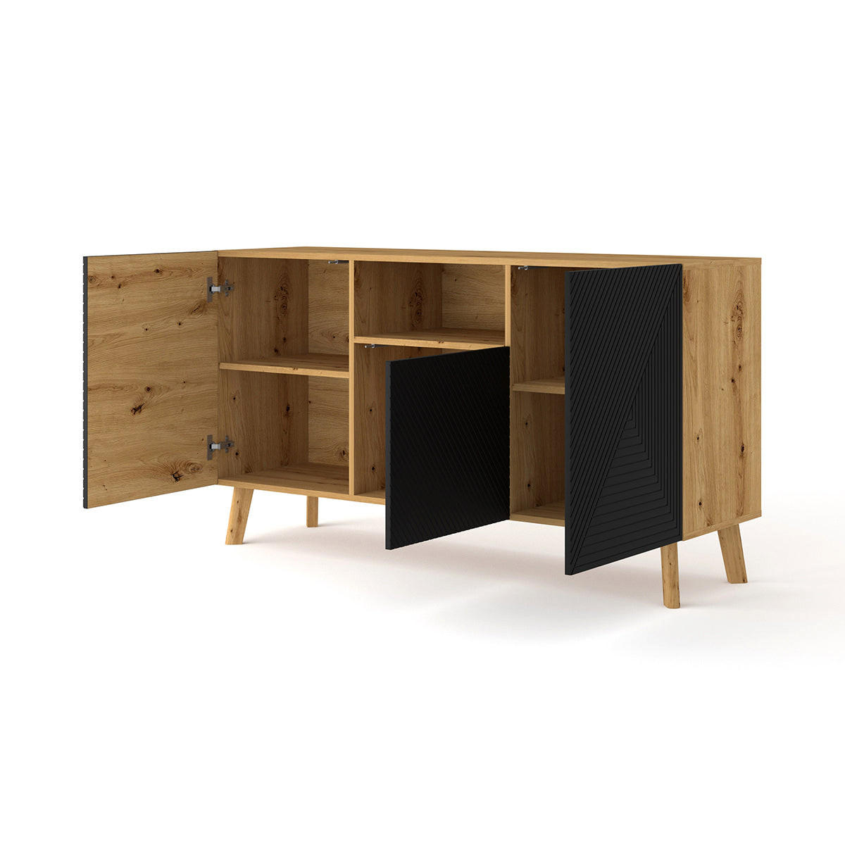 KOMODA Nexa Drvo i crno - crna, drvni materijal (146/80/42cm) - Petits-meubles