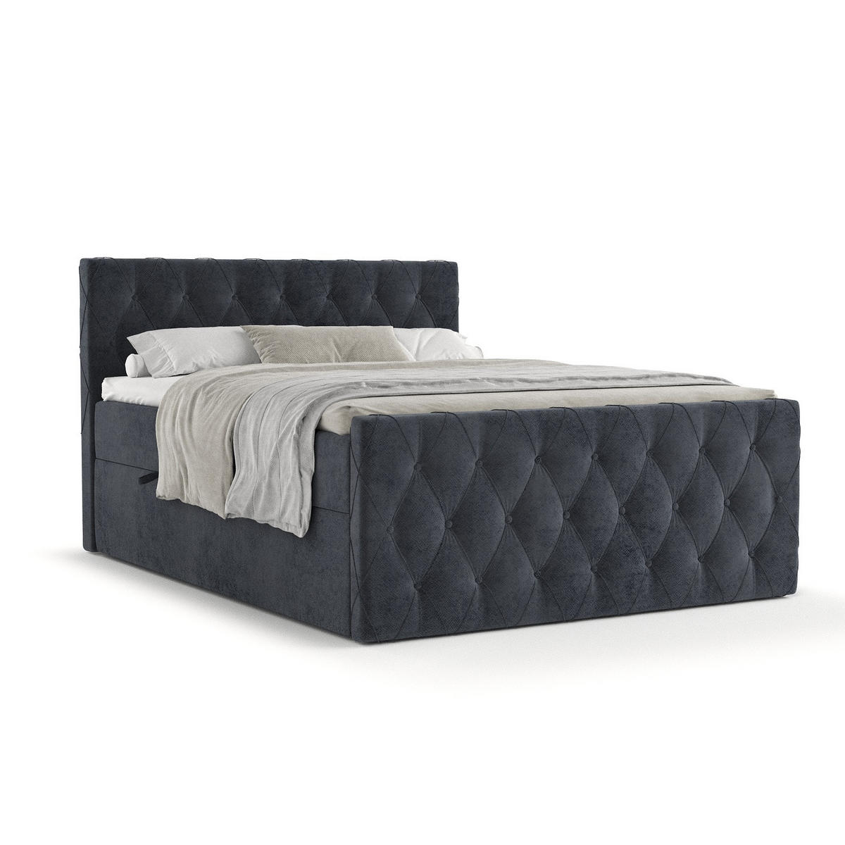 BOXBETT Signature Anthrazit 140/200 cm im Samtstoff - Anthrazit/Schwarz, Holz/Holzwerkstoff (140/200cm) - Maison de Reve