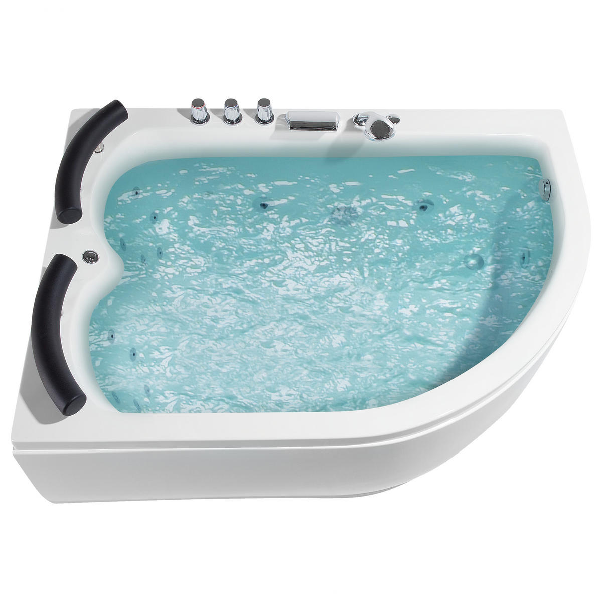 WHIRLPOOL BADEWANNE mit LED 113x160x63 cm weiß Paradiso - Weiß, Kunststoff (113/63/160cm) - Beliani