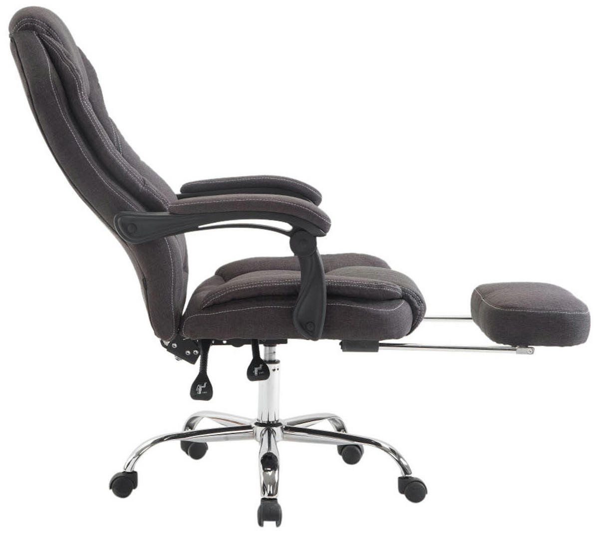 BÜROSTUHL MEDHA Stoff 114x67x64 Dunkelgrau Stoff Metall - Dunkelgrau, Textil/Metall (67/114/64cm) - DELUKE