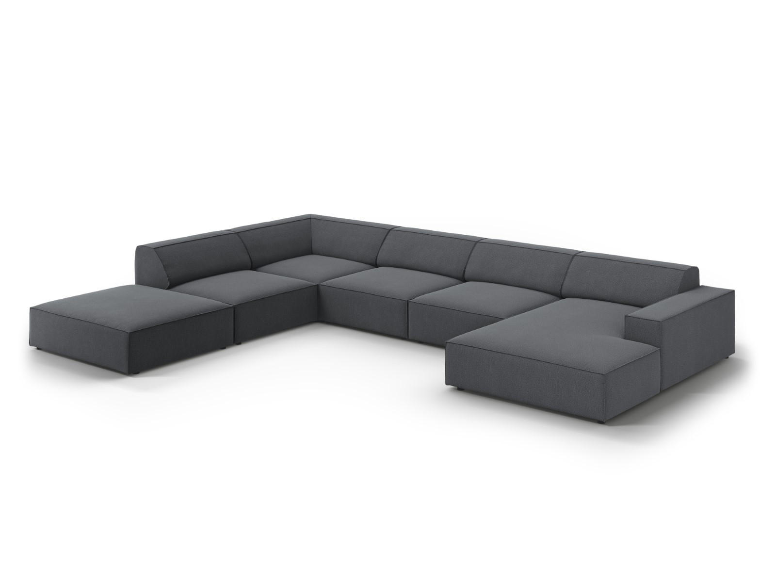 PANORAMASOFA links Jodie aus strukturiertem Stoff dunkelgrau 7 Sitzplätze - Dunkelgrau, Textil (262/70/364cm) - Micadoni