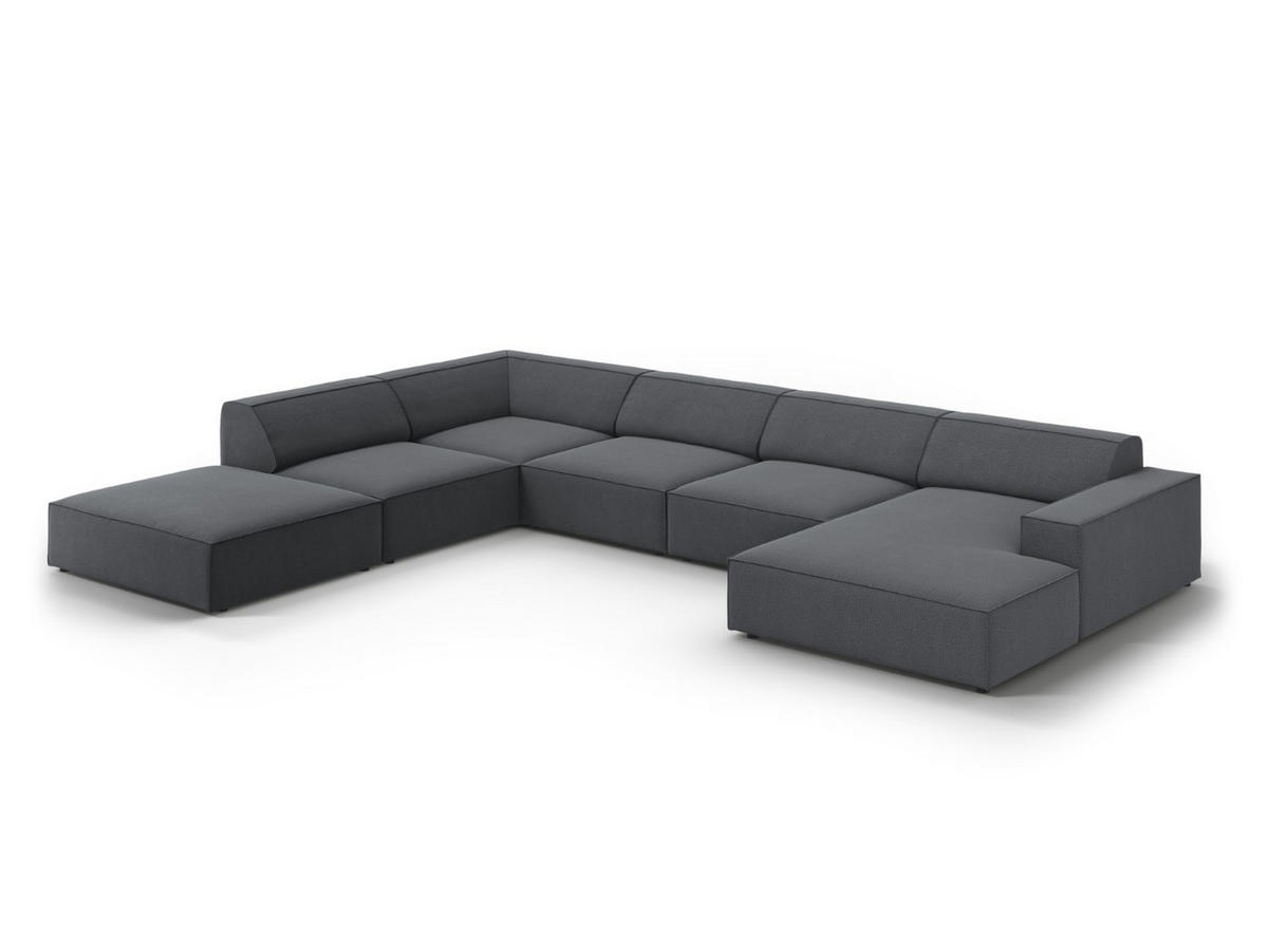 PANORAMASOFA links Jodie aus strukturiertem Stoff dunkelgrau 7 Sitzplätze - Dunkelgrau, Textil (262/70/364cm) - Micadoni