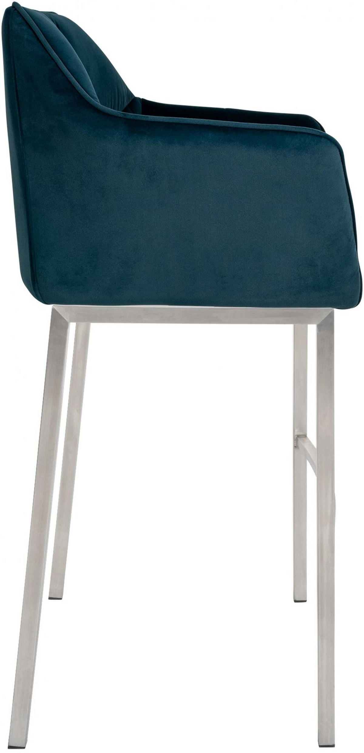 BARHOCKER 2er Set Samt Grün - Edelstahlfarben/Grün, Textil (64/110/48cm) - CLP