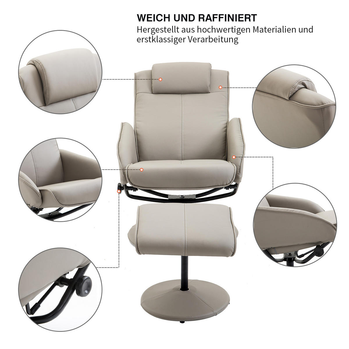RELAXSESSEL, Fernsehsessel, Grau - Grau, Holz (67/98/78cm) - HOMCOM
