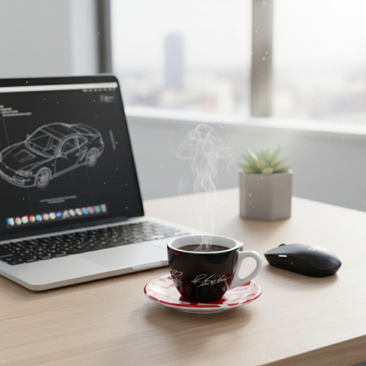 ESPRESSOTASSE Set WAP0504200F Porzellan Schwarz mit Untertasse - Hellrot/Schwarz, Keramik (0.08L) - Porsche