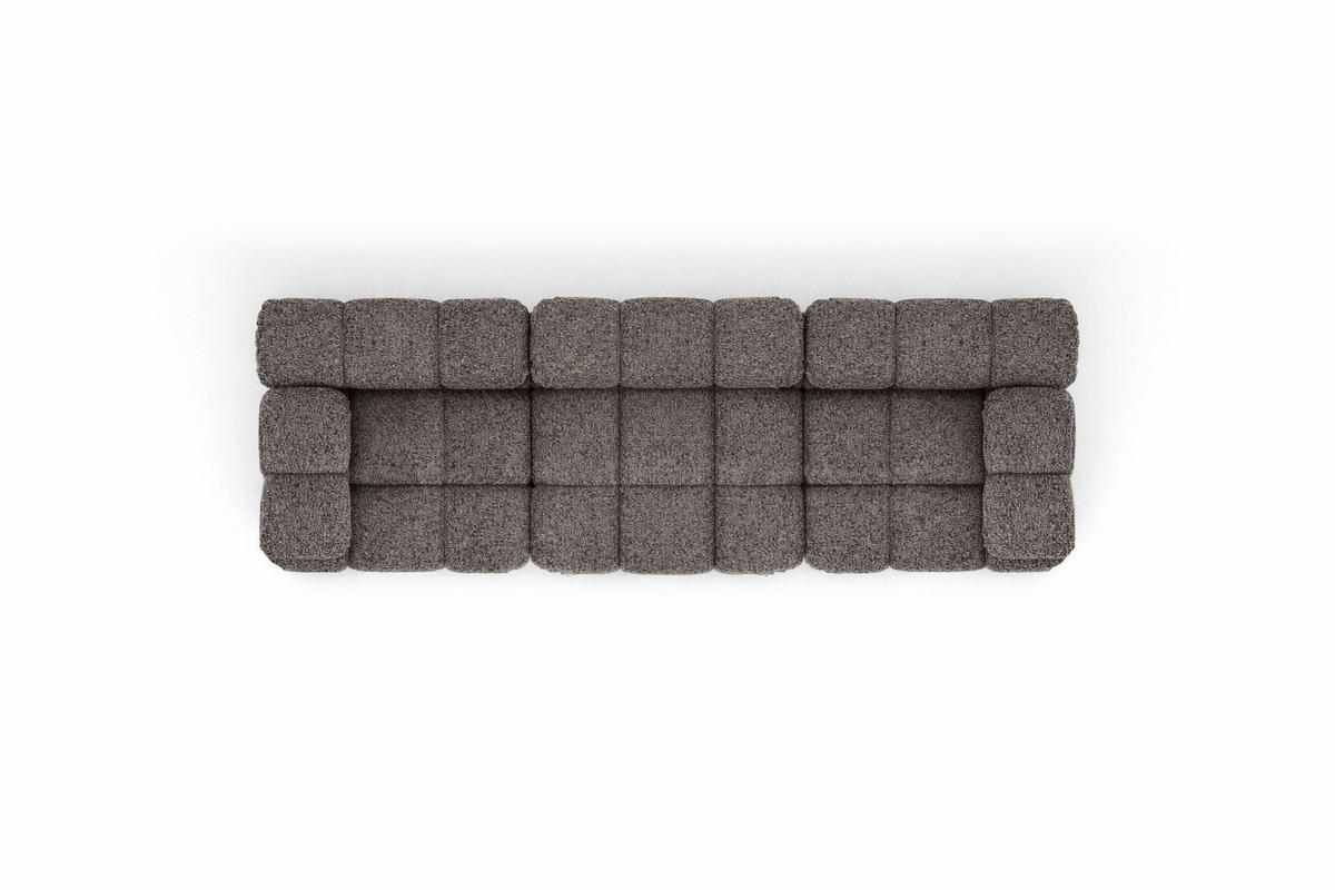 COUCH, 3-Sitzer Modular, Bouclé-Stoff Abriamo, Braun, Selia - Braun, Holz (285/70/95cm) - Kaiser Möbel
