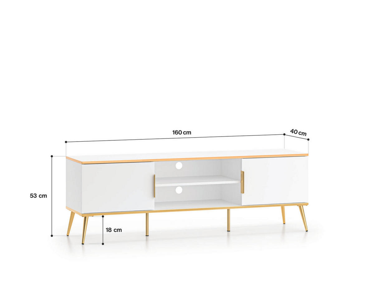 TV-LOWBOARD VITERBO Weiß 160x40x53 cm - Weiß, Holzwerkstoff (160/53/40cm) - FURNLUX