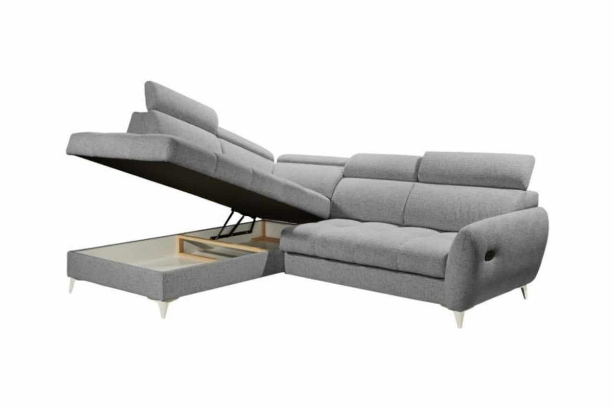 ECKSOFA mit elektrischer Sitztiefenverstellung und Bettkasten - Chromfarben/Kaschmir, Holz/Holzwerkstoff (282/216cm) - ed exciting design