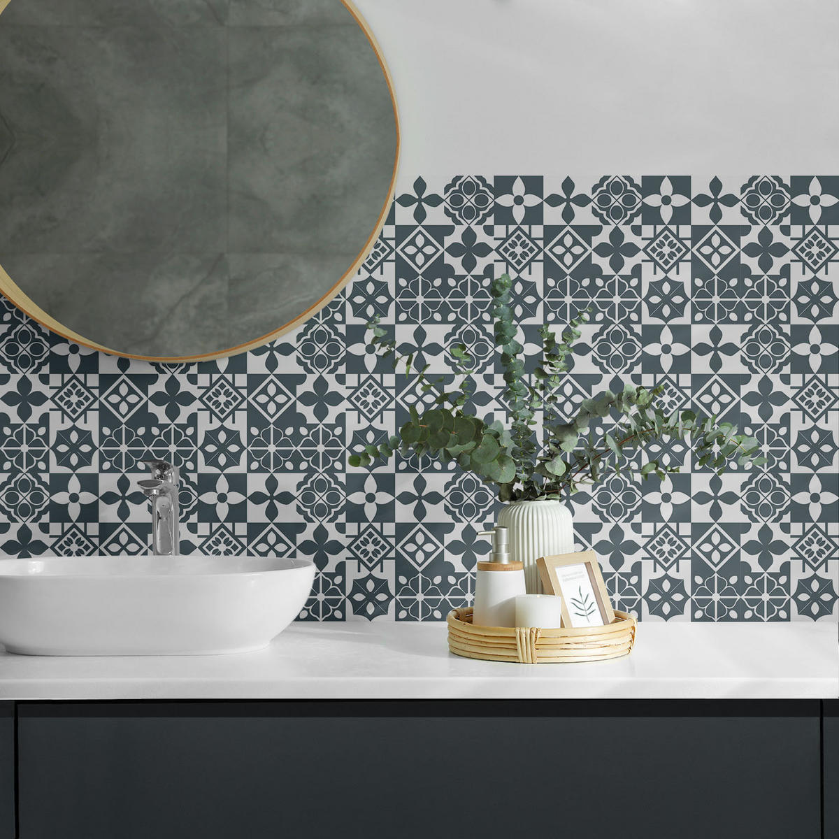 WANDPANEEL 20 Stück 20x20 cm selbstklebend Morenta - Weiß, Kunststoff (20/1.6/20cm) - Wallfluent